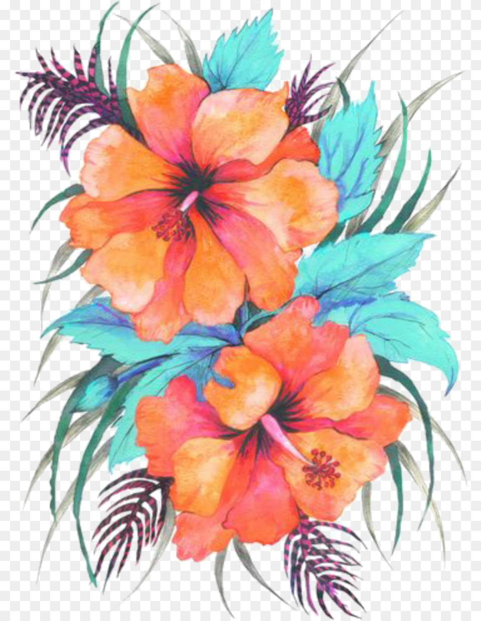 Love Orange Hibiscus Tattoo Drawing, Art, Floral Design, Graphics, Pattern Free Png Download