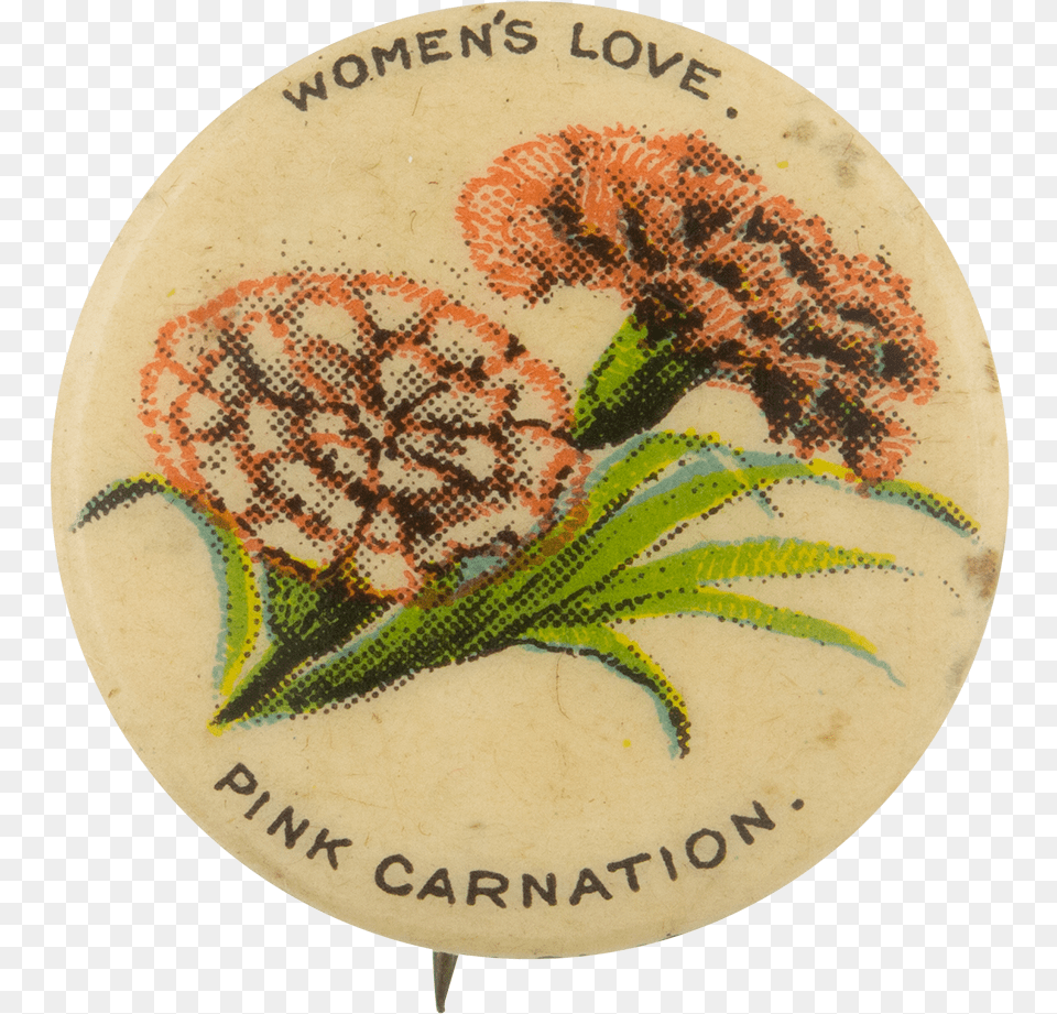 Love Pink Carnation Pin Back Button, Embroidery, Pattern, Badge, Logo Free Png Download