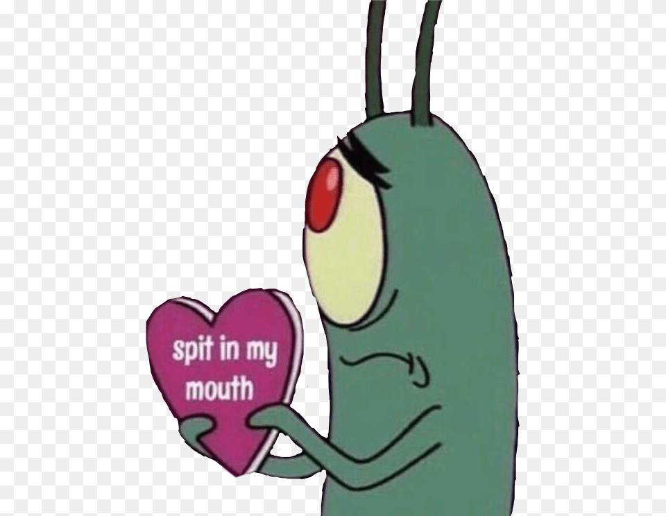 Love Plankton Spongebob Hearts Spitinmymouth Cute Crack My Back Like A Glow Stick Free Png