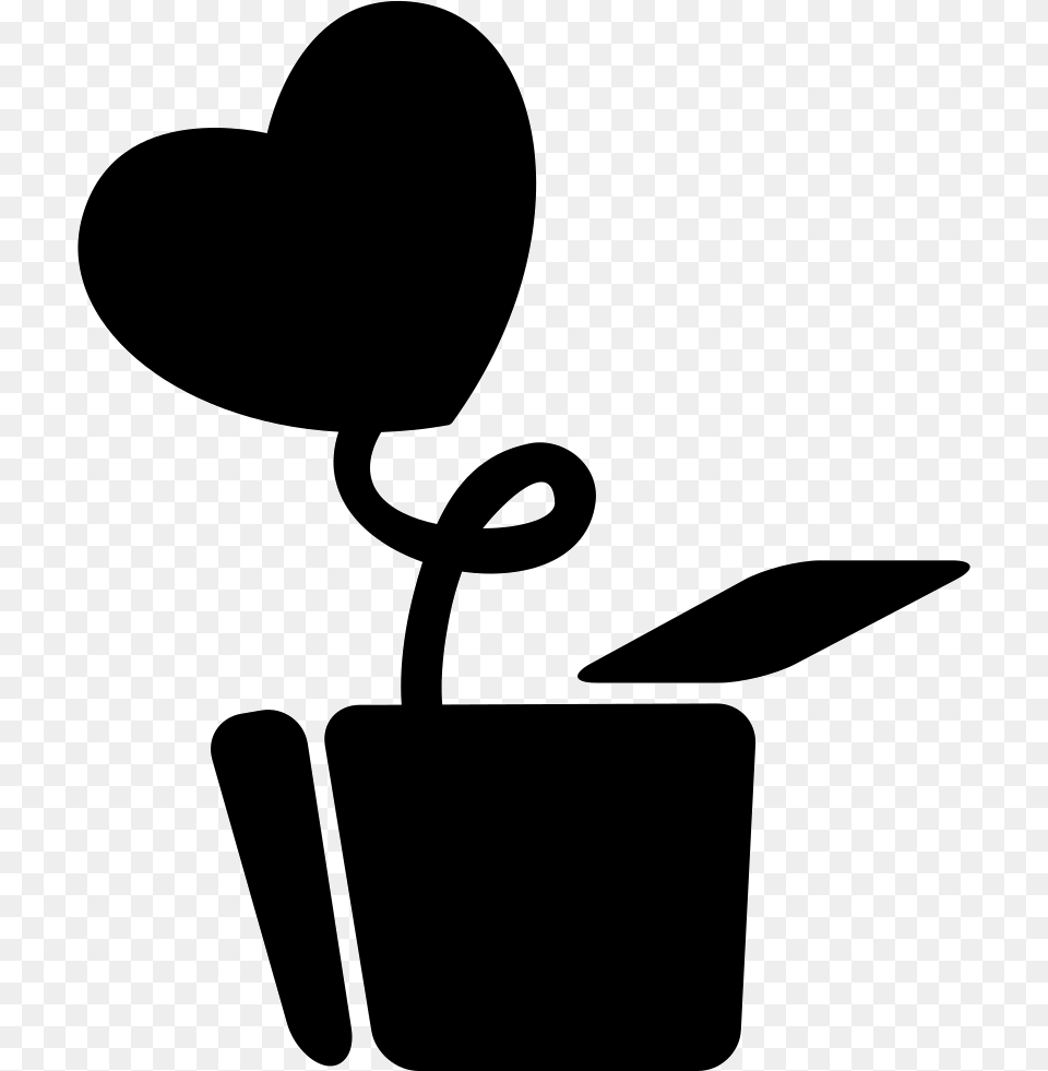 Love Plant With Heart Shaped Leaf In A Pot Planta De, Clothing, Hat, Silhouette, Stencil Free Transparent Png