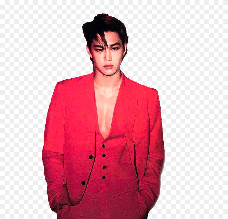 Love Red Suit Kim Jong In Suit, Portrait, Photography, Person, Jacket Free Png Download