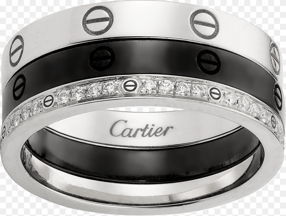 Love Ringwhite Gold Ceramic Diamonds Black Cartier Love Ring, Accessories, Jewelry, Platinum, Silver Png Image