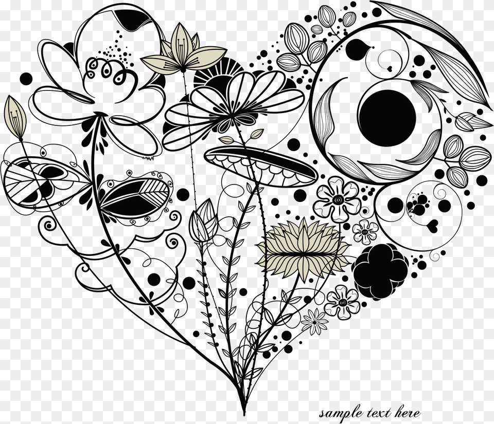 Love Romance Black Shaped Retro Flowers Tattoo, Art, Floral Design, Graphics, Pattern Free Png