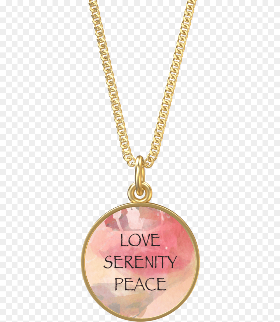 Love Serenity Peace Round Gold Neclkace Pendant, Accessories, Jewelry, Necklace Png