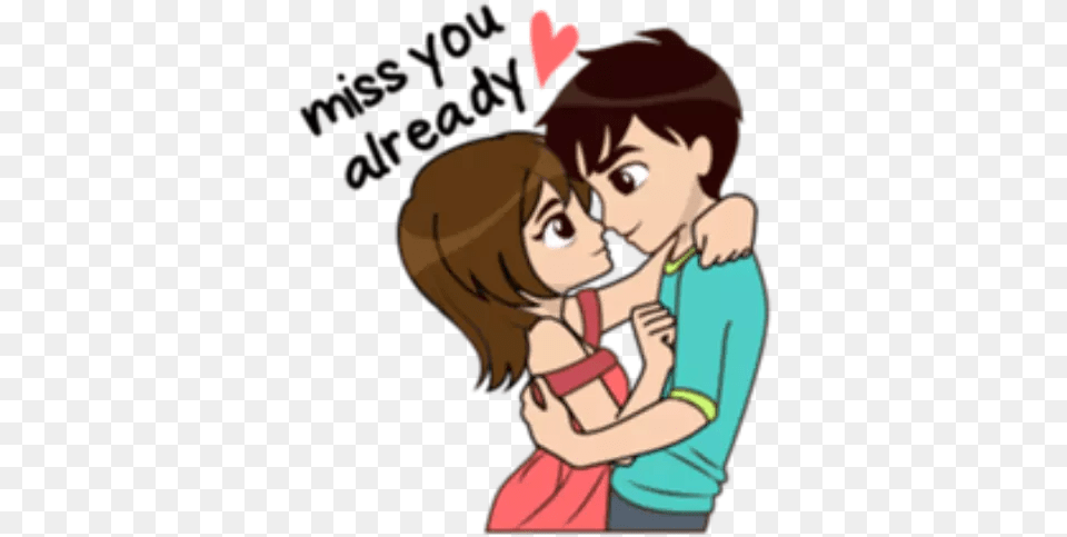 Love Stickers Animated For Whatsapp Lovely Cute Couple Cartoon, Book, Comics, Publication, Person Free Png