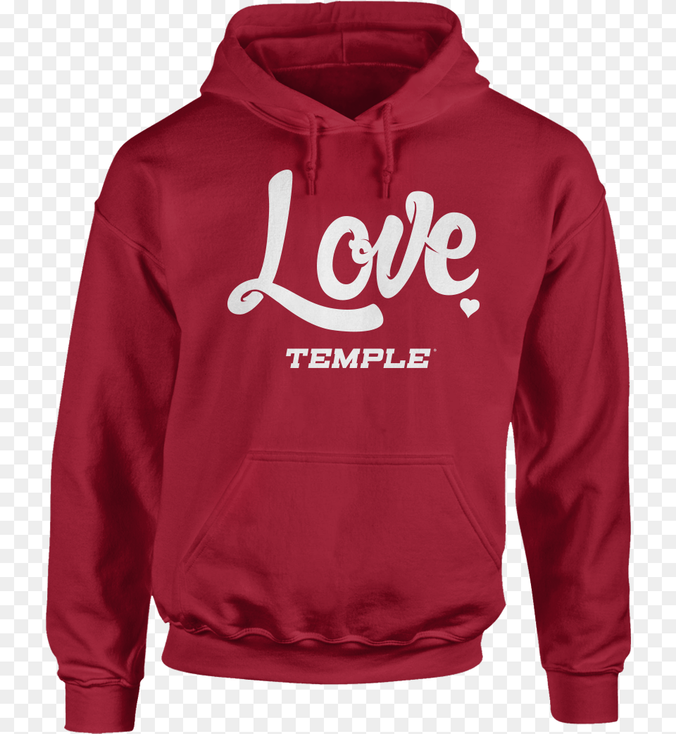 Love Temple University Red White Hoodie, Clothing, Hood, Knitwear, Sweater Free Transparent Png