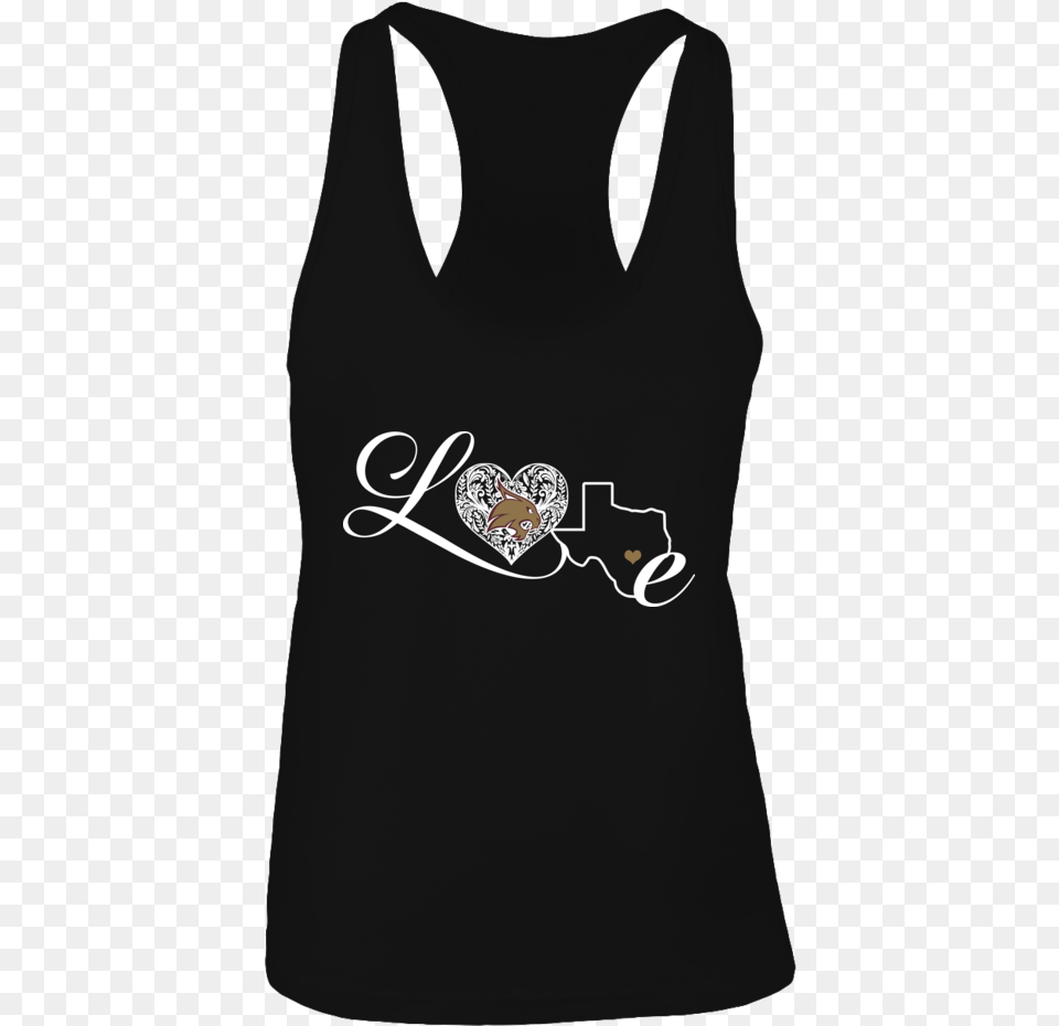 Love Texas State Bobcats Pattern Heart State Outline Active Tank, Clothing, Tank Top, Coat Png