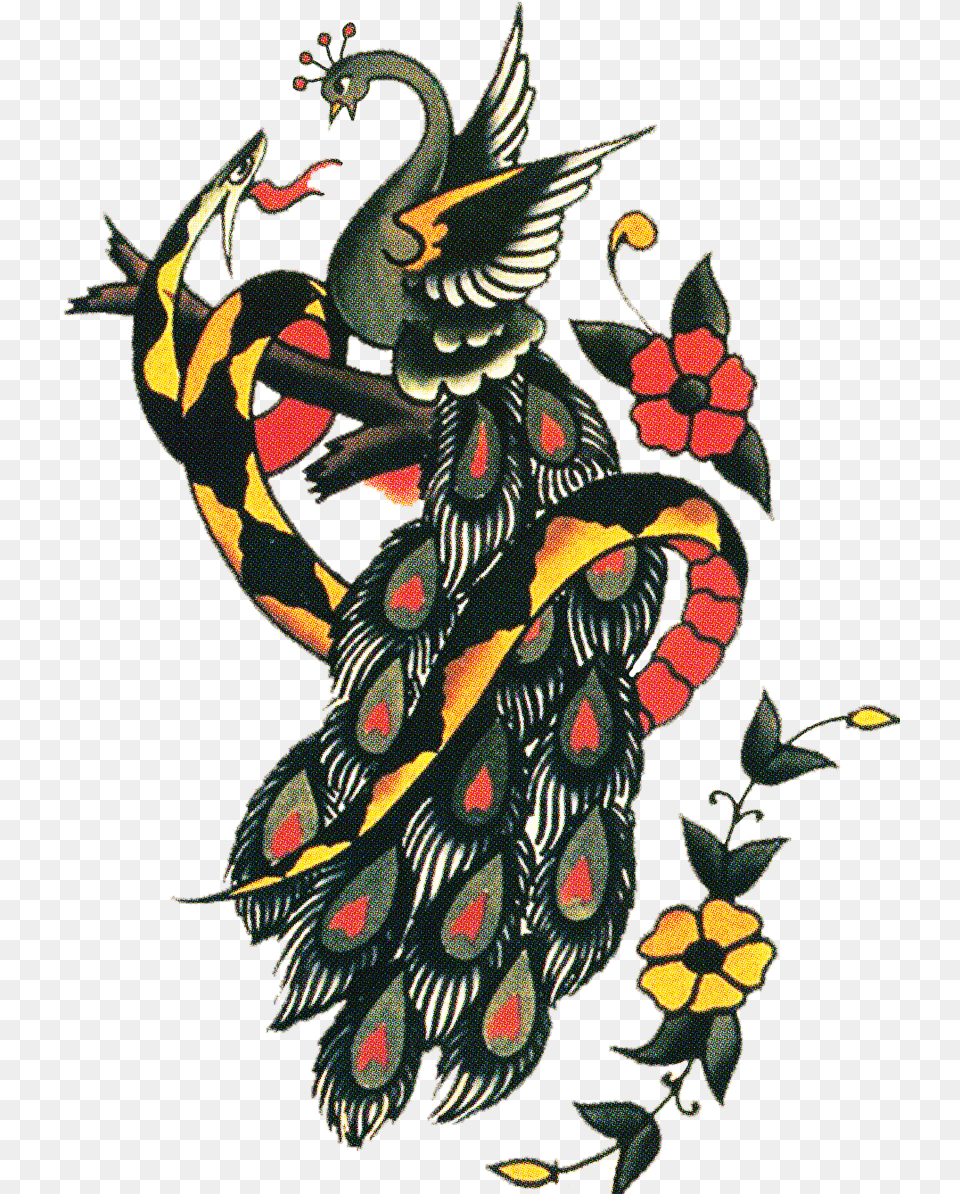 Love The Snake But I Do Like The Alternative Sailor Jerry Flower Tattoo, Dragon, Animal, Bird Png Image