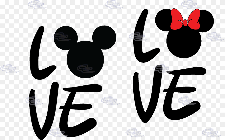 Love With Mickey Mouse Head Minnie Mouse Cute Bow Love Couple T Shirt, Pattern, Blackboard Free Png