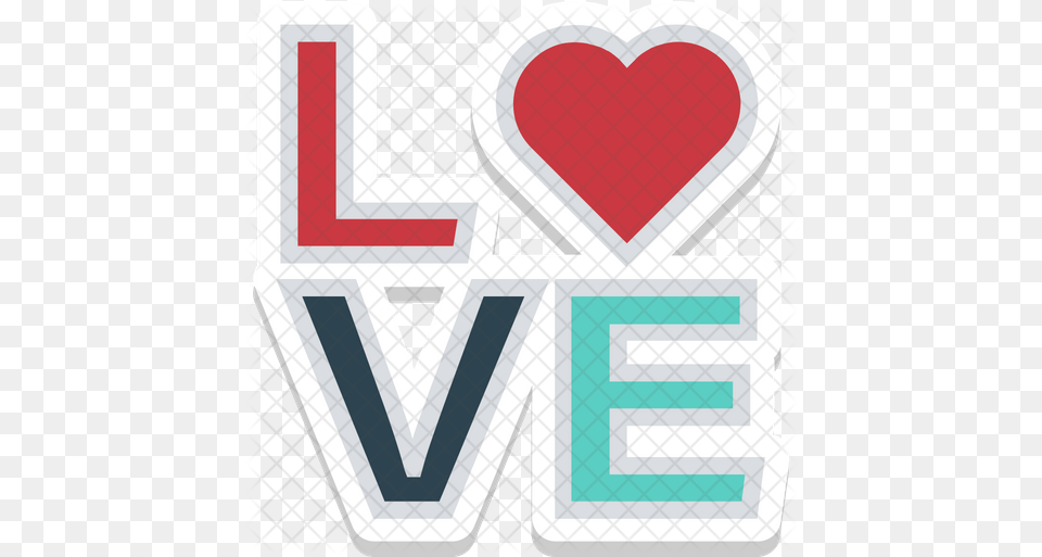 Love Word Icon Of Colored Outline Style Heart Png Image