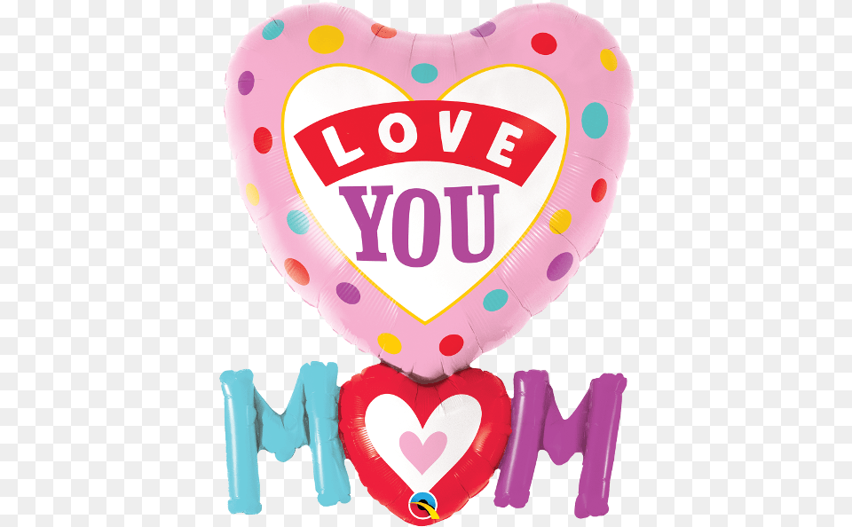 Love You Mheartm Dots Foil Balloon Bargain Balloons Qualatex Love You Mom Balloon, Heart Free Png