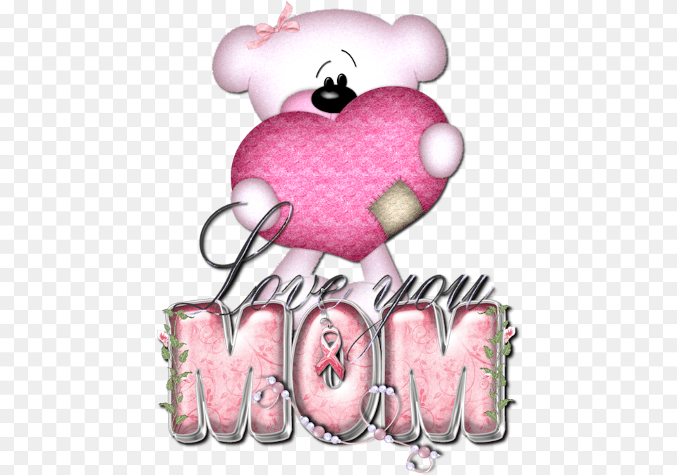 Love You Mom In Glitter, Teddy Bear, Toy Free Png