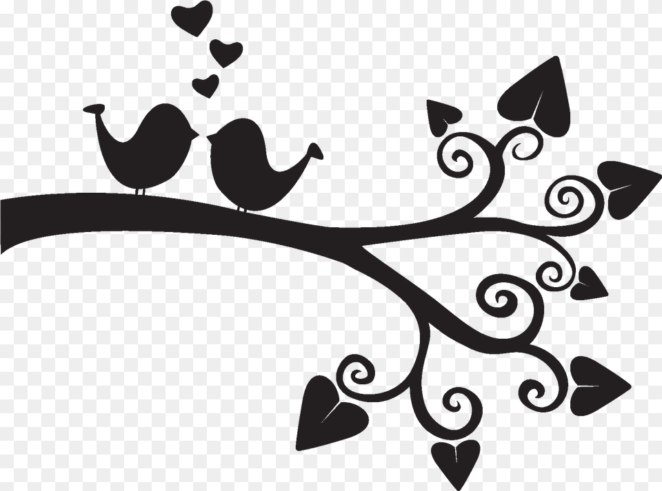 Lovebird Clip Art Black And White Image Of Bird Cartoon, Floral Design, Graphics, Pattern, Accessories Free Png