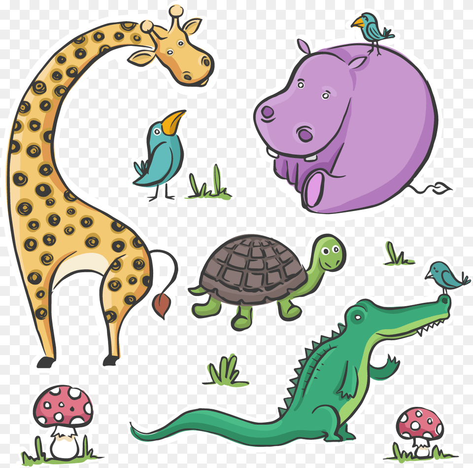 Lovely Animals Vector Animal Park Hippopotamus, Reptile, Sea Life, Turtle, Bird Free Png Download