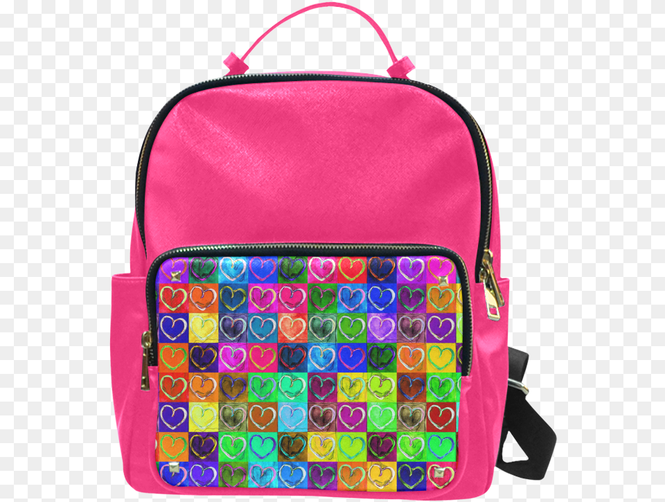 Lovely Hearts Mosaic Pattern Backpack, Accessories, Bag, Handbag Free Transparent Png