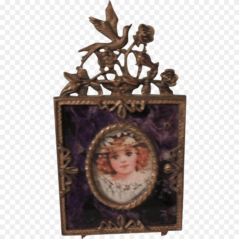 Lovely Miniature Frame With Ornate Trim With Purple Picture Frame, Bronze, Accessories, Wedding, Person Free Png