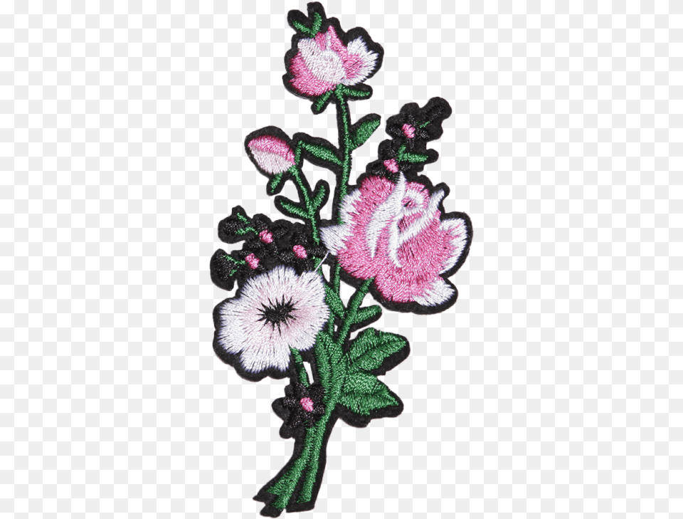 Lovely Pink Flowers Patch For Girl S Clothes Flower Patch, Embroidery, Pattern, Stitch, Plant Png Image