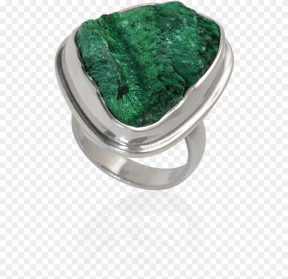 Lovely Rough Malachite Silver Ring Ring, Accessories, Emerald, Gemstone, Jewelry Free Transparent Png