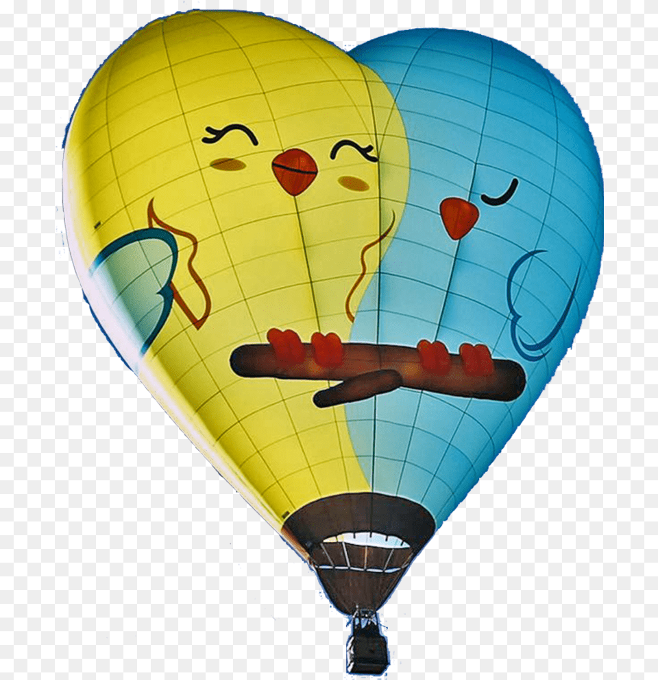 Loverbirds Animated Hot Air Balloon, Aircraft, Hot Air Balloon, Transportation, Vehicle Png Image