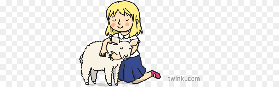 Loves The Lamb Illustration Twinkl Mary And Lamb, Baby, Person, Face, Head Free Png Download