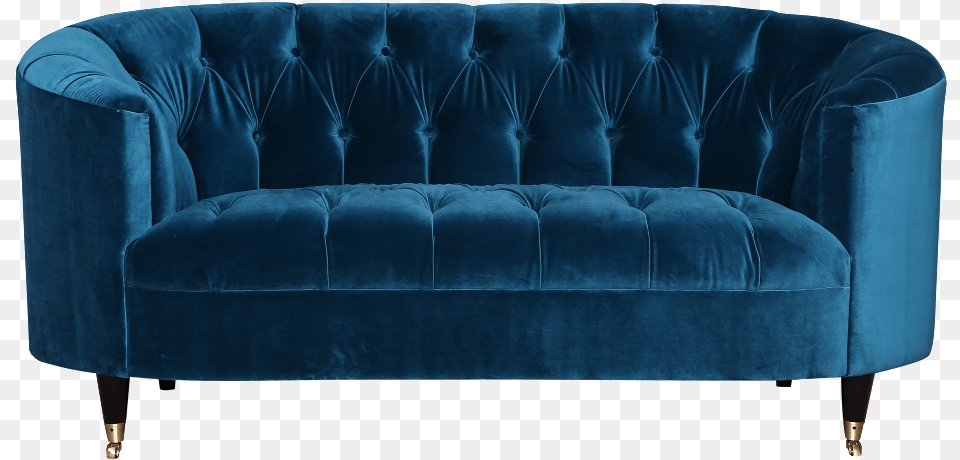 Loveseat Blue Couch Blue Sofa, Furniture, Velvet Free Transparent Png