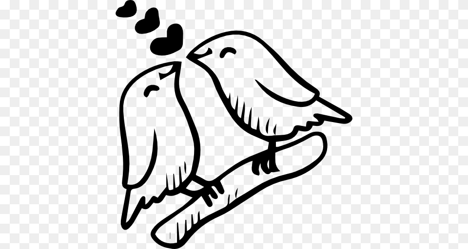 Loving Birds Animals Sparrow Bird Lovers Heart Love Icon, Gray Free Transparent Png