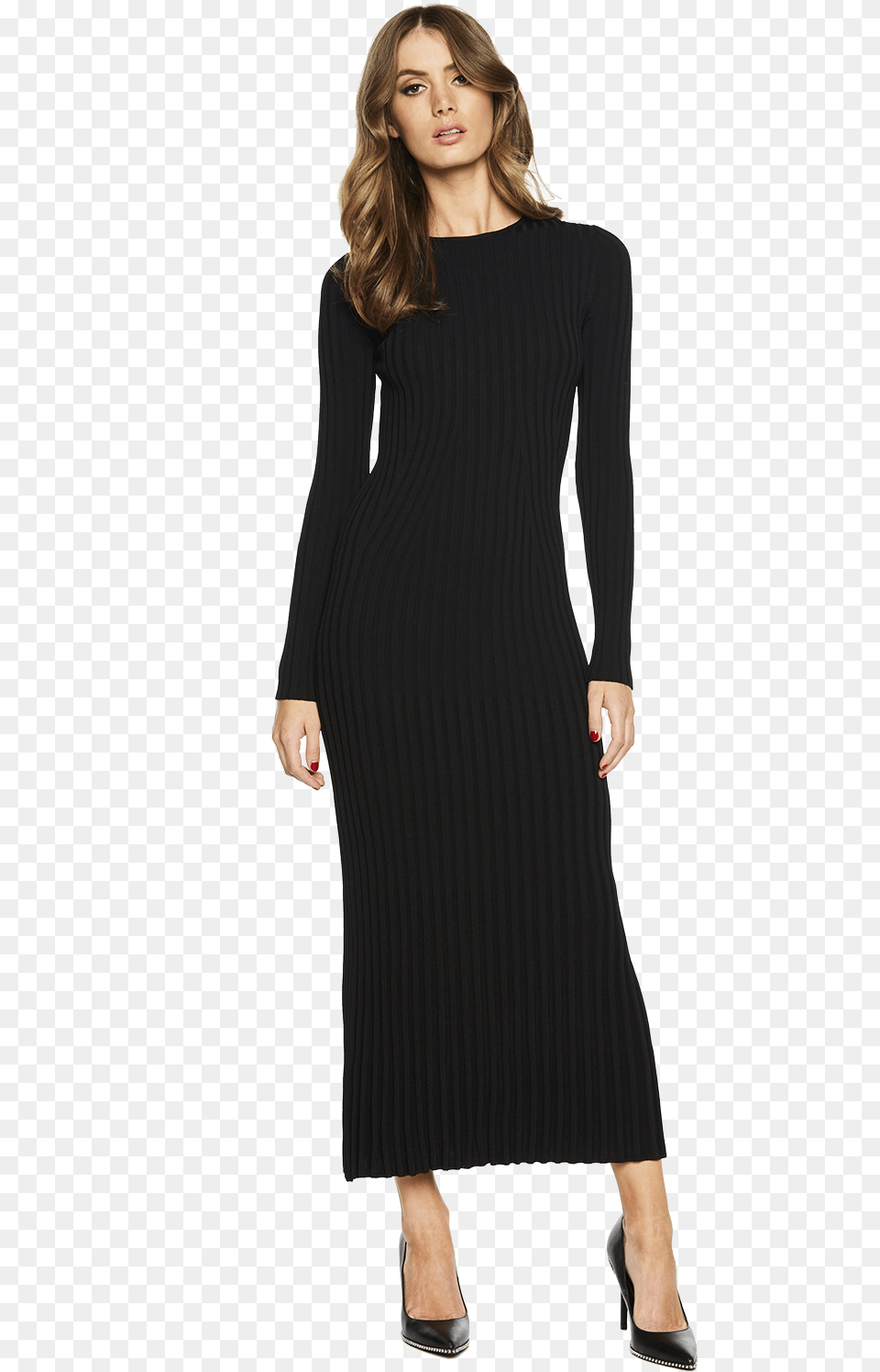 Low Back Rib Dress In Colour Caviar Tiare Hawaii Cheyenne Dress, Adult, Sleeve, Person, Long Sleeve Free Transparent Png