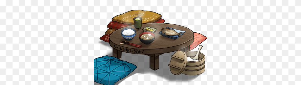 Low Dining Table Set Dinning Table Cartoon, Coffee Table, Dining Table, Furniture, Tabletop Free Png Download