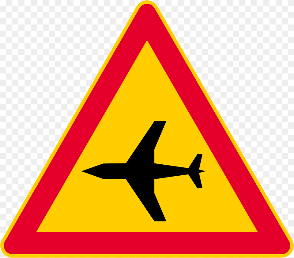 Low Flying Aircraft Sign In Finland Clipart, Symbol, Road Sign Png Image