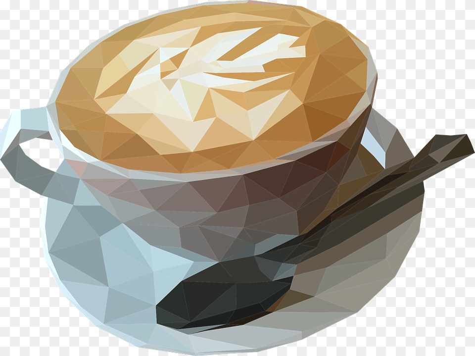 Low Poly Coffee Coffee Cup Poly Polygonal Coffee Cup Low Poly, Beverage, Coffee Cup, Cutlery, Latte Free Transparent Png