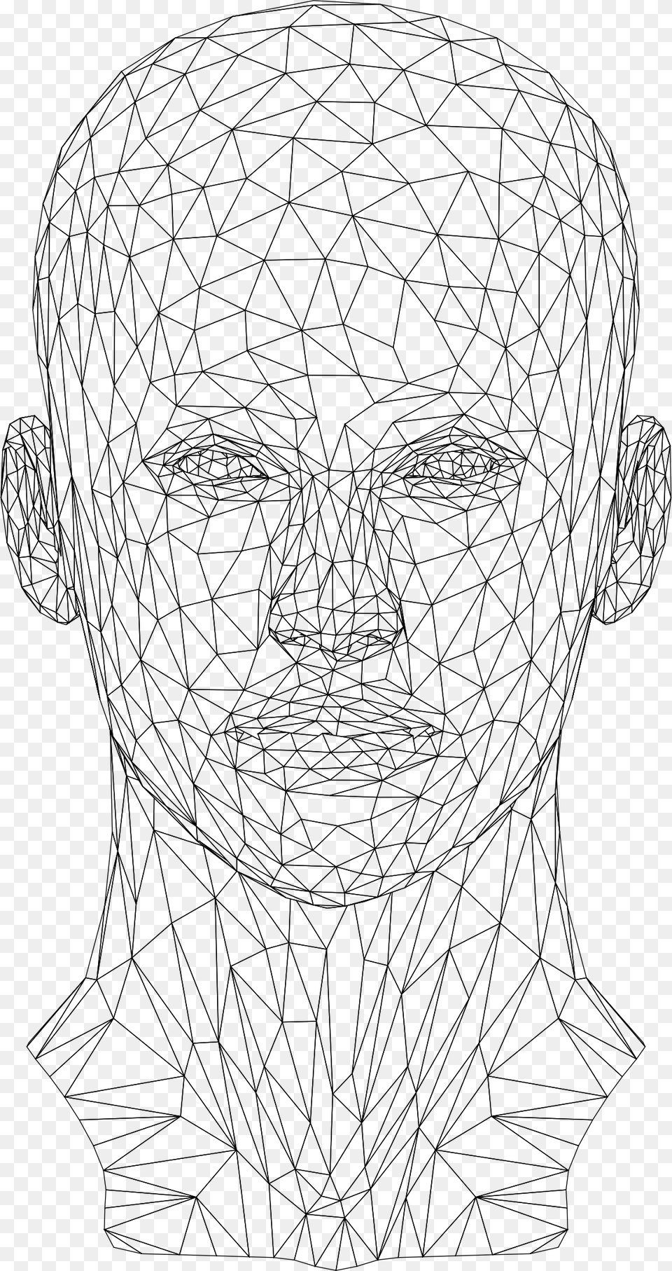 Low Poly Female Head Wireframe Human Head, Gray Free Transparent Png