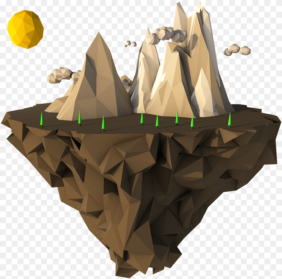 Low Poly Floating Island, Sphere, Mineral, Outdoors, Nature Png Image