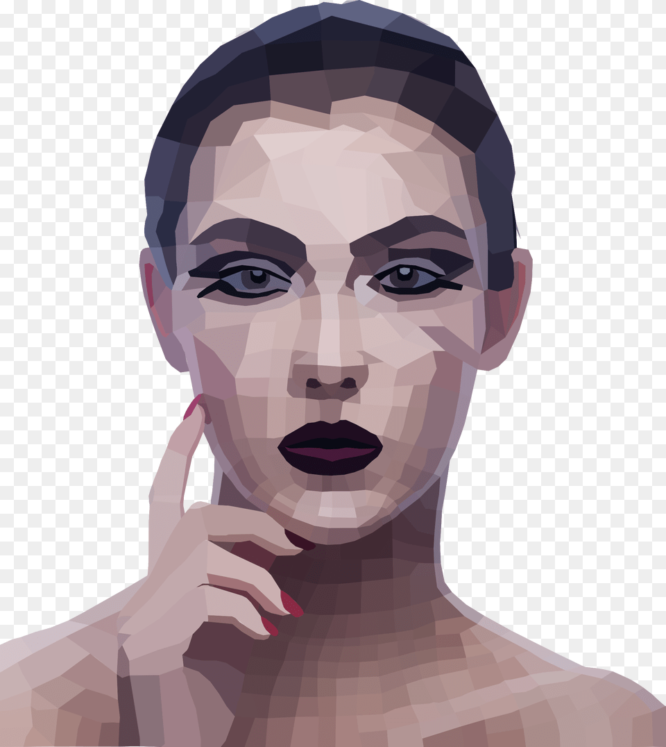 Low Poly Girl Chinska Mapa Twarzy, Adult, Portrait, Photography, Person Png