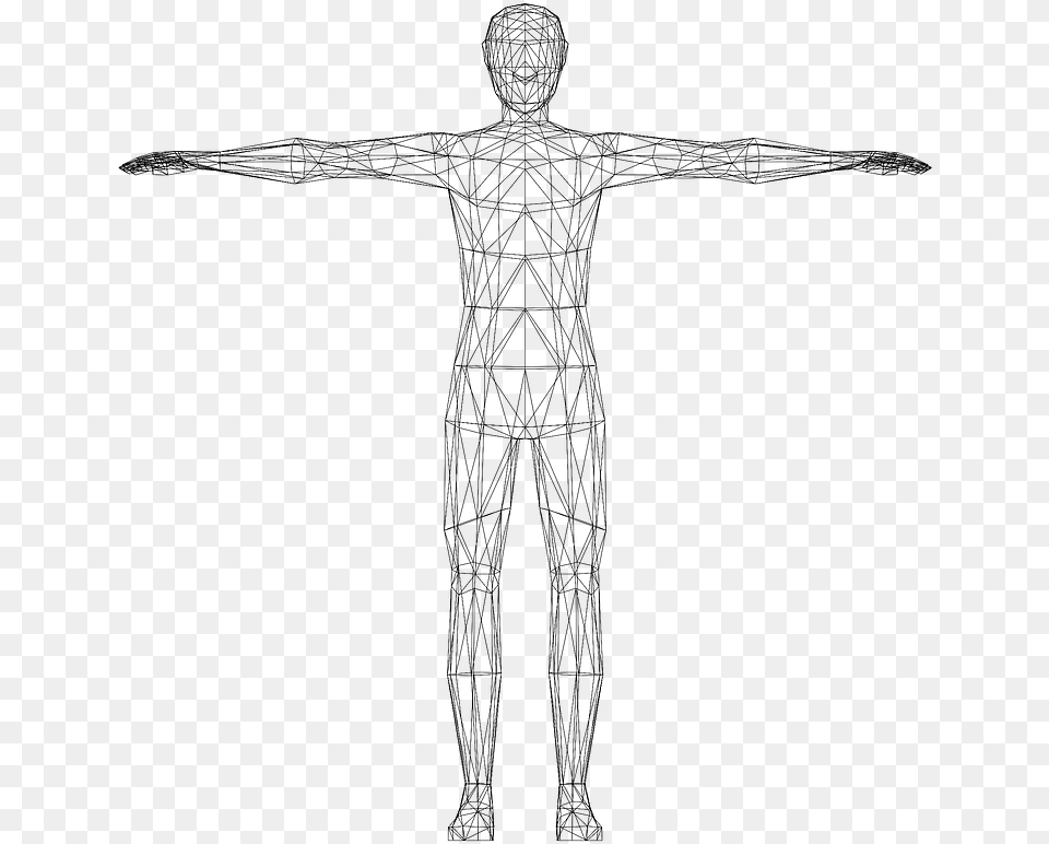 Low Poly Human Male Wireframe Clipart Transparent Human Body Clipart, Gray Free Png Download