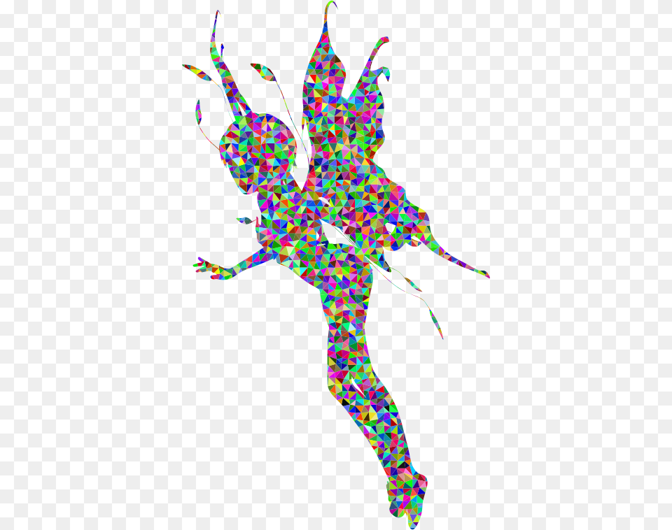 Low Poly Prismatic High Detail Female Fairy Silhouette Transparent Fairy Silhouette, Purple, Pattern, Art, Accessories Png