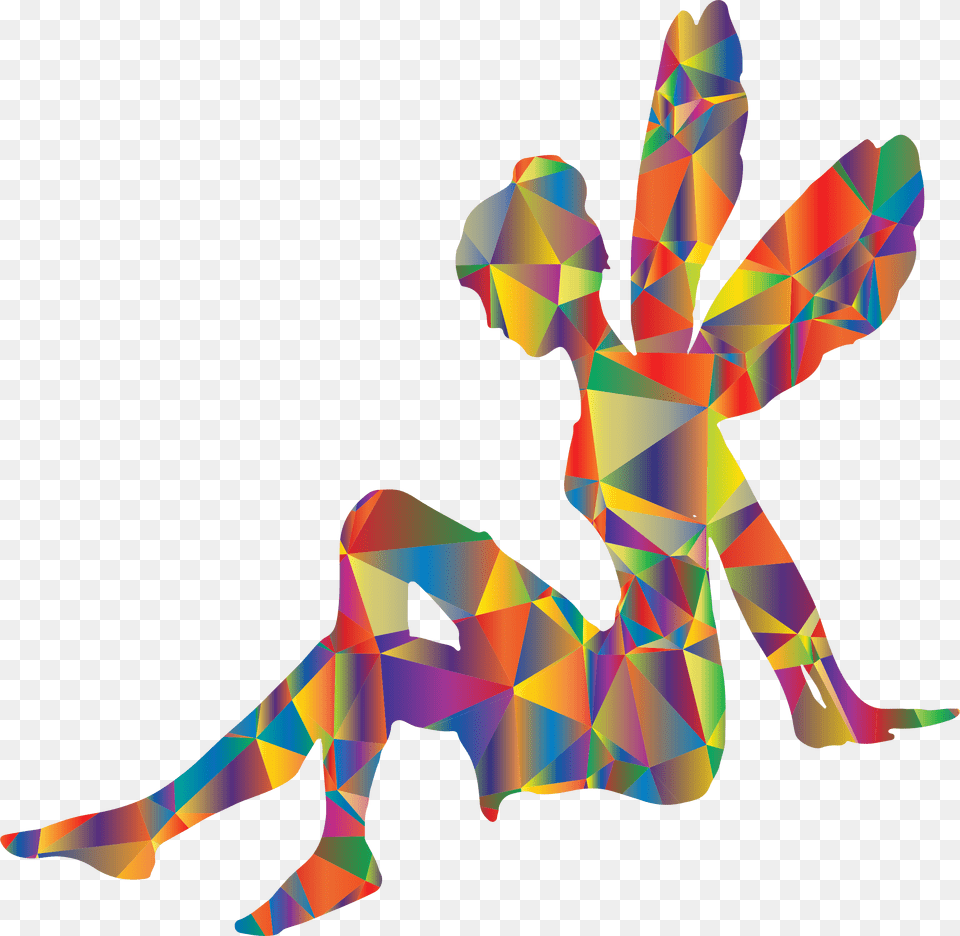 Low Poly Prismatic Psychedelic Female Fairy Relaxing Icons, Paper, Art, Adult, Person Free Png