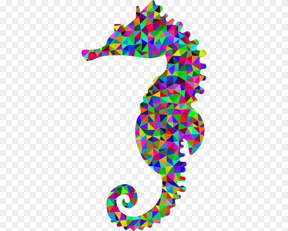 Low Poly Prismatic Seahorse Silhouette Sea Horse Vector Silhouette, Animal, Mammal, Sea Life, Baby Png