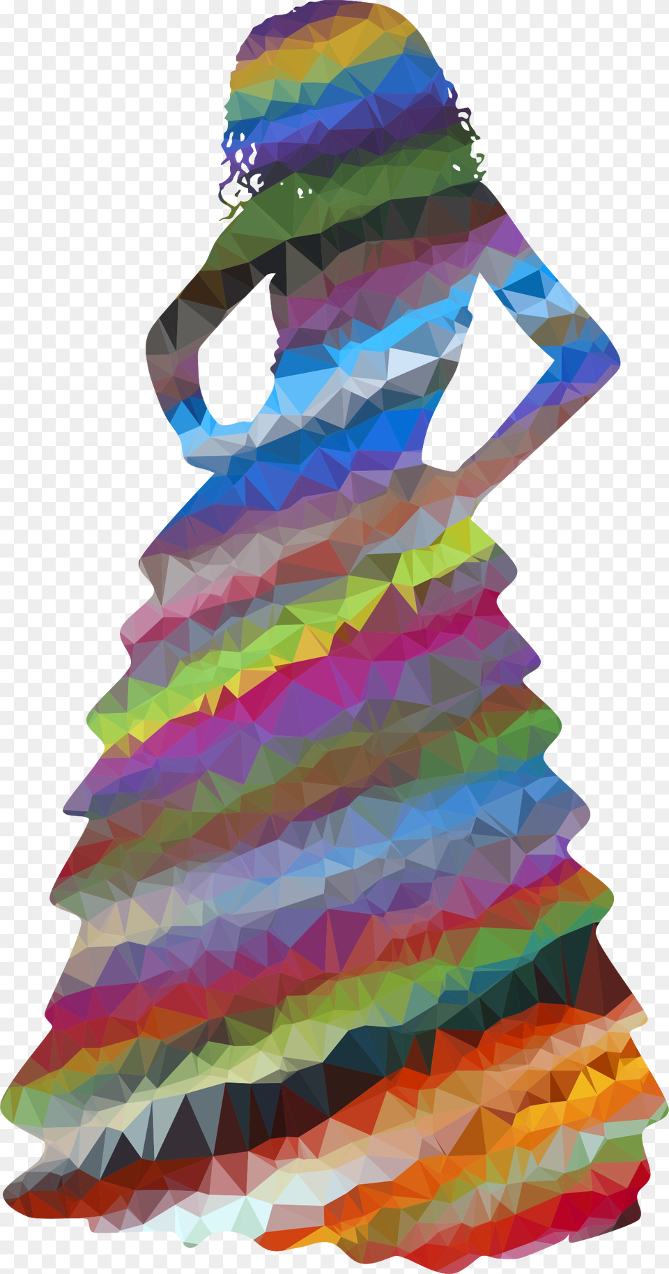 Low Poly Prismatic Streaked Formal Gown Woman Clip Transparent Girl In Dress Silhouette, Clothing, Formal Wear, Adult, Dancing Png