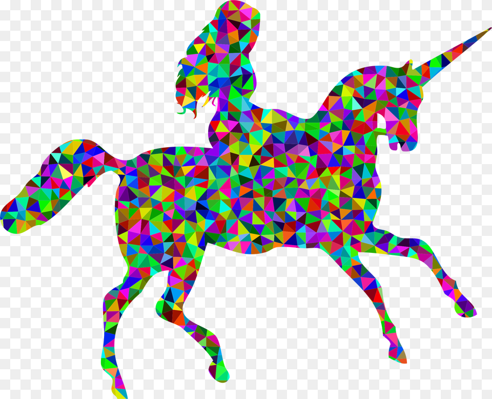Low Poly Prismatic Woman Riding Unicorn Icons, Art, Purple, Paper, Baby Free Transparent Png