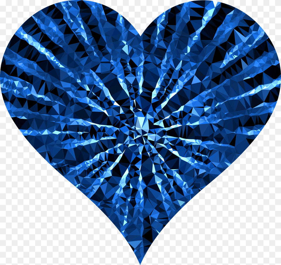 Low Poly Shattered Heart Blue Black And White Royal Blue Blue Heart Clipart, Accessories, Diamond, Gemstone, Jewelry Png