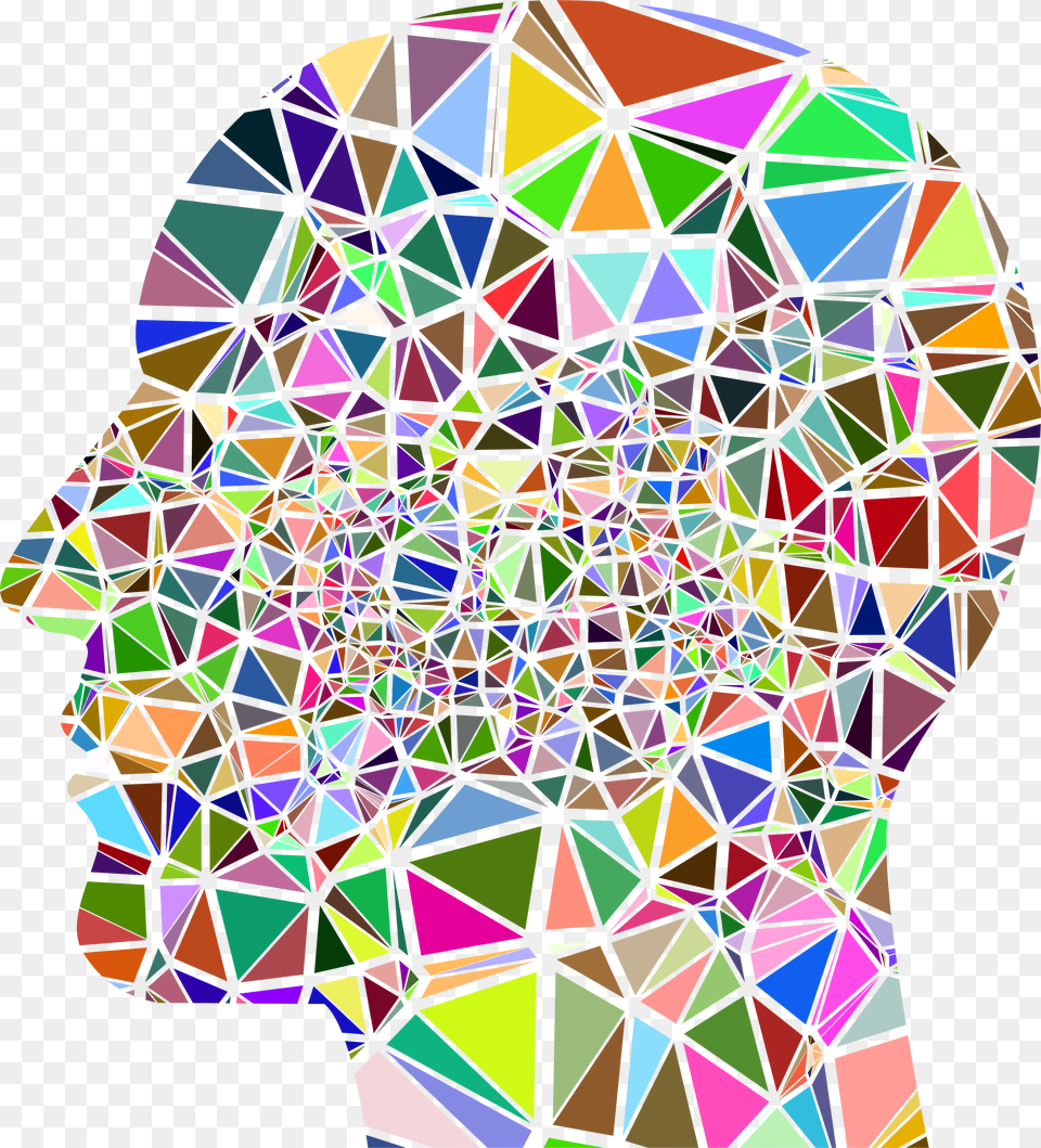 Low Poly Shattered Man Head Silhouette No Background Easter Stained Glass Cross, Art, Chandelier, Lamp, Stained Glass Png