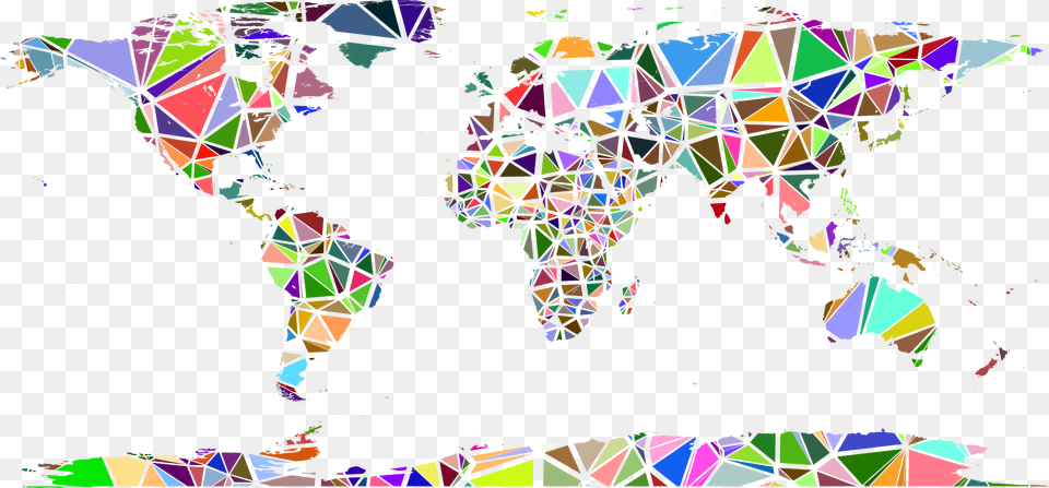 Low Poly Shattered World Map No Background Clip Arts, Art, Adult, Female, Person Free Png Download