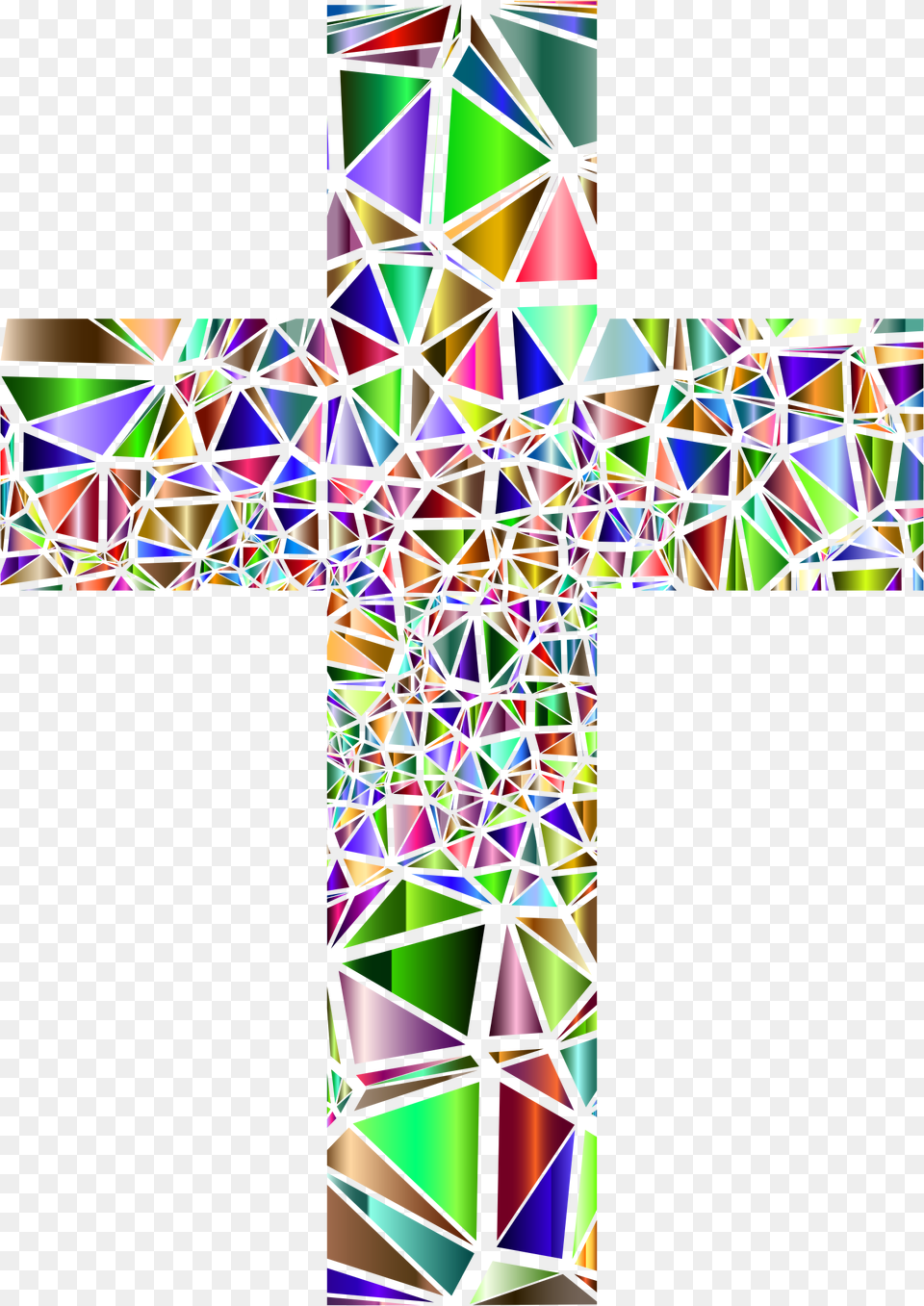 Low Poly Stained Glass Cross 5 No Background Freeuse Stained Glass Cross Clipart, Art, Symbol, Stained Glass Free Png Download