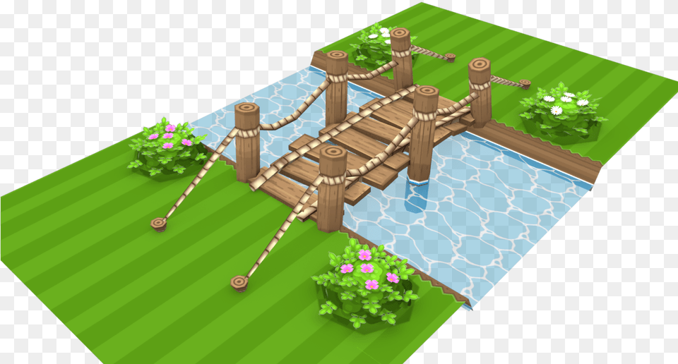 Low Poly Wood Bridge, Grass, Plant, Outdoors, Water Free Transparent Png