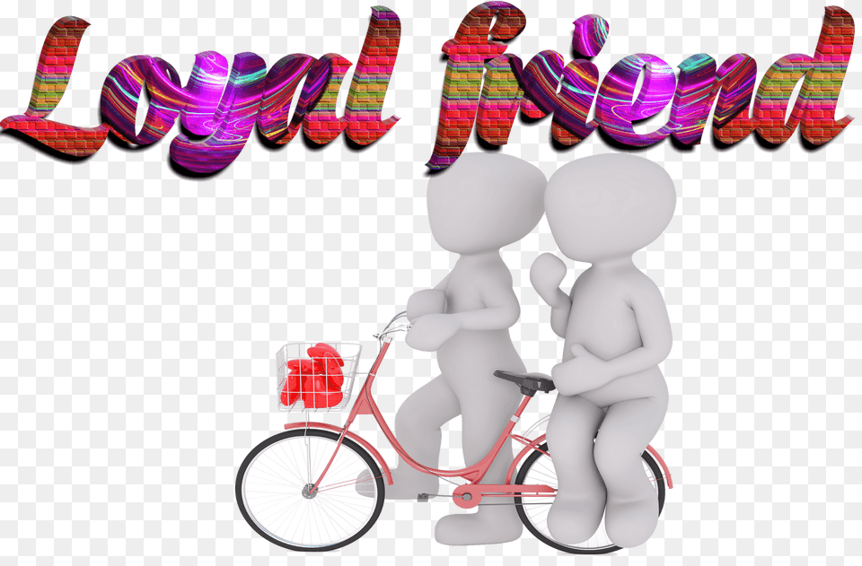 Loyal Friend Stylized Lettering Clipart, Baby, Bicycle, Vehicle, Transportation Png