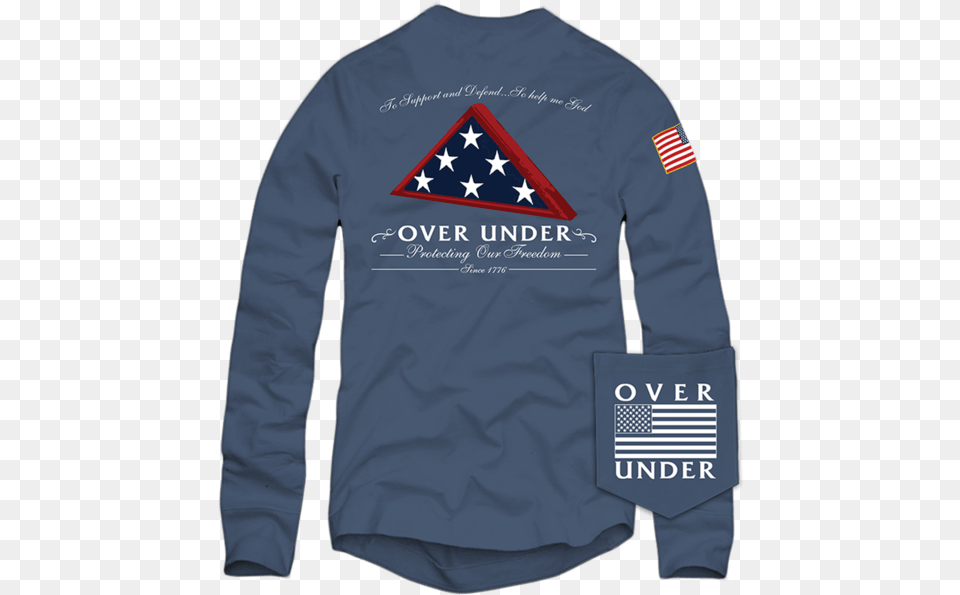 Ls Folds Of Honor T Shirt Navy Long Sleeved T Shirt, Clothing, Long Sleeve, Sleeve, Coat Free Transparent Png