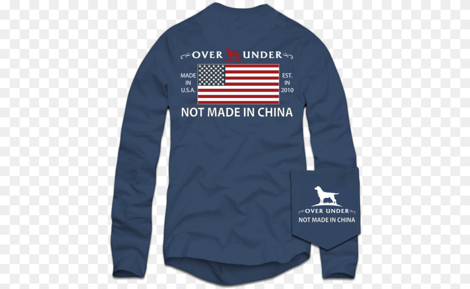 Ls Not Made In China Navy T Shirt Long Sleeved T Shirt, Clothing, Long Sleeve, Sleeve, T-shirt Free Png