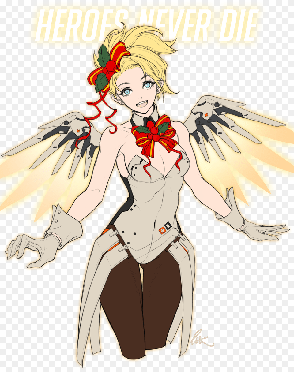 Lsr Overwatch Mercy Christmas Cleavage Pantyhose Overwatch Mercy Christmas Fanart, Book, Comics, Publication, Adult Png Image