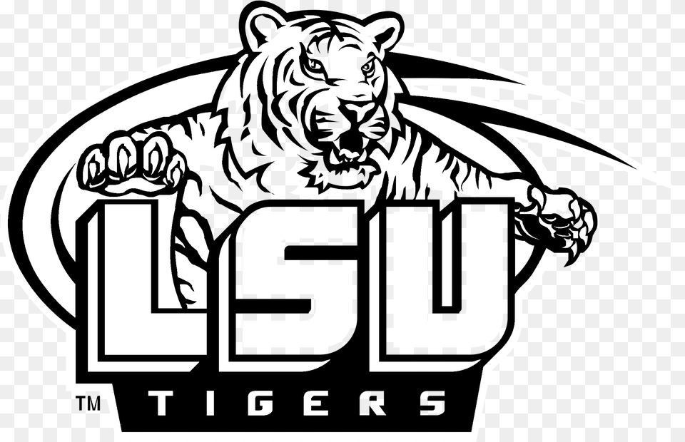 Lsu Tigers Logo Black And White Lsu Tigers Logo, Stencil, Animal, Dinosaur, Reptile Free Transparent Png