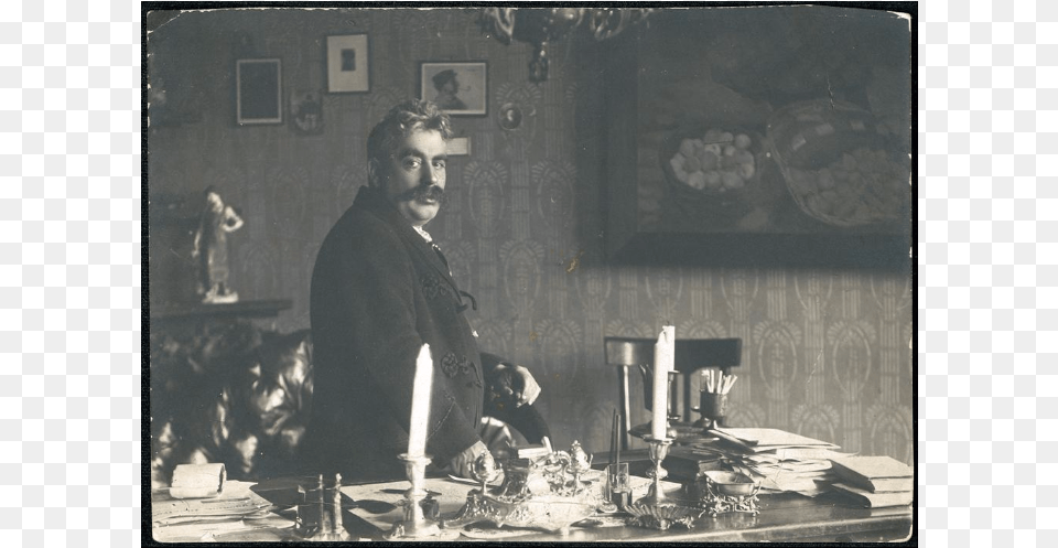Ltpgtperetz In His Study Warsaw Before Artist, Indoors, Glass, Furniture, Dining Table Png